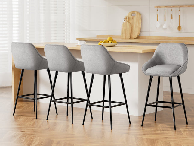 Artiss 4x Bar Stools Upholstered Stool Counter Seat Kitchen Dining Chairs