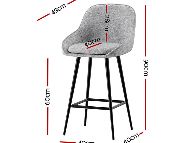 Artiss 4x Bar Stools Upholstered Stool Counter Seat Kitchen Dining Chairs