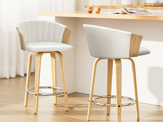 Artiss Bar Stools Kitchen Leather Barstools Swivel Counter Chairs x2