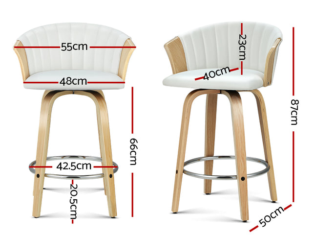 Artiss Bar Stools Kitchen Leather Barstools Swivel Counter Chairs x2