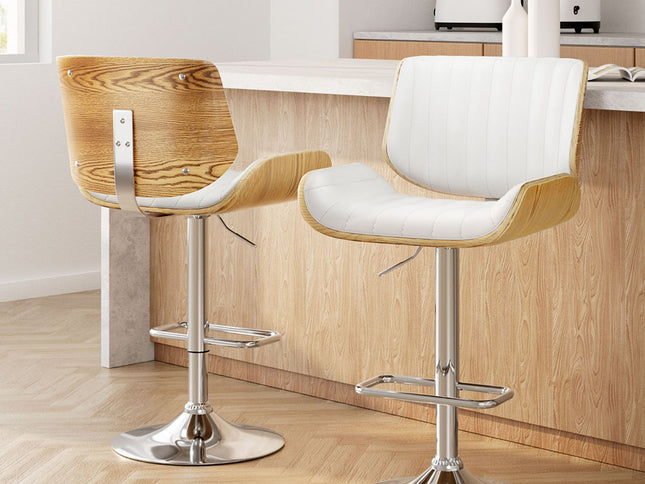 Artiss 2x Bar Stools Adjustable Leather Chairs