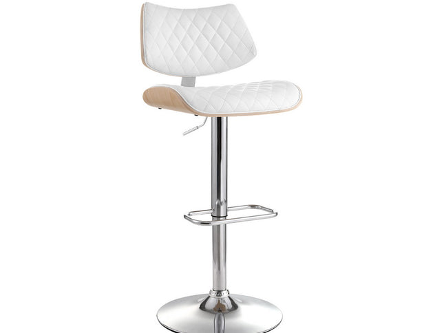 Artiss Bar Stools Kitchen Dining Chairs Gas Lift Stool Wooden Leather White