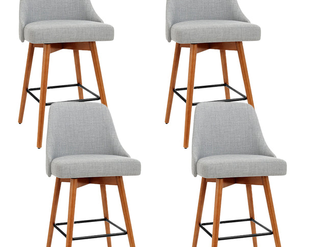 Artiss 4x Bar Stools Swivel Seat Wooden Grey