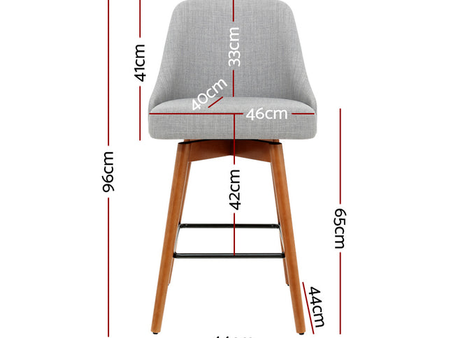 Artiss 4x Bar Stools Swivel Seat Wooden Grey