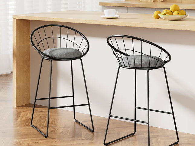 Artiss 2x Bar Stools Padded Seat Metal