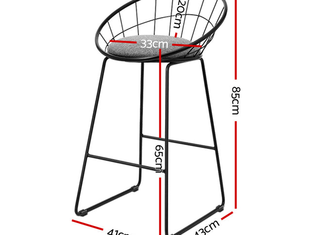 Artiss 2x Bar Stools Padded Seat Metal
