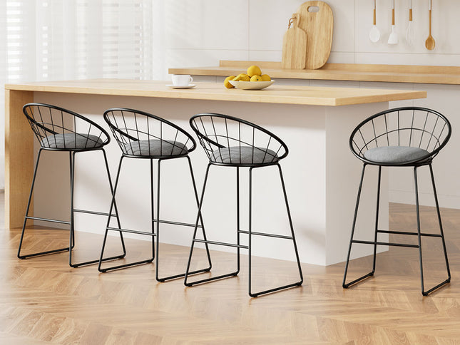 Artiss 4x Bar Stools Padded Seat Metal