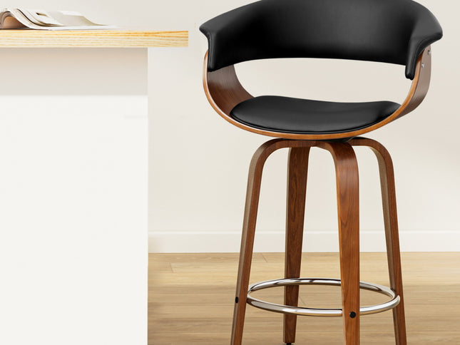 Artiss Bar Stools Swivel PU Seat Wooden