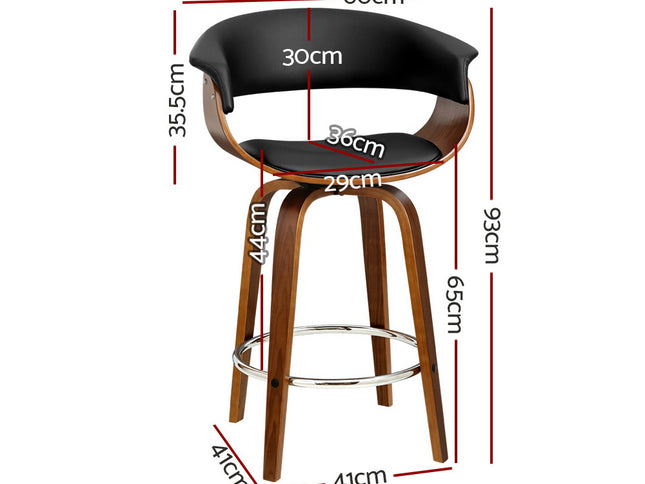 Artiss 2x Bar Stools Swivel PU Seat Wooden