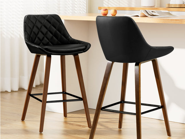 Artiss 2x Bar Stools PU Seat Wooden
