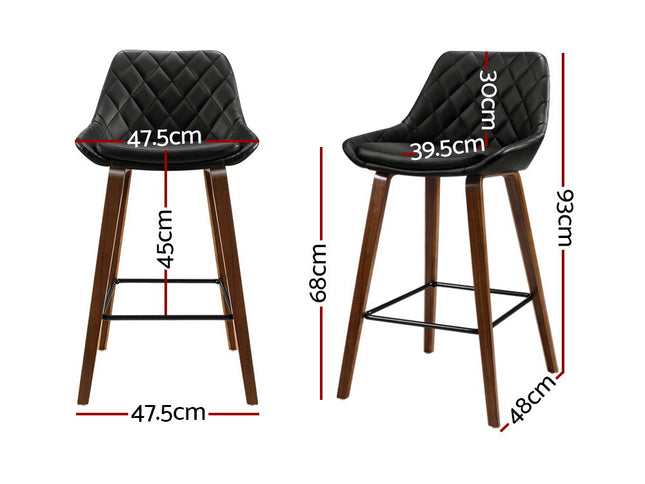 Artiss 2x Bar Stools PU Seat Wooden