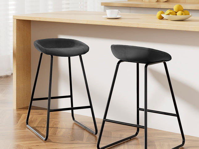 Artiss 2x Bar Stools Kitchen Dining Chairs Counter Stool PU Leather Metal