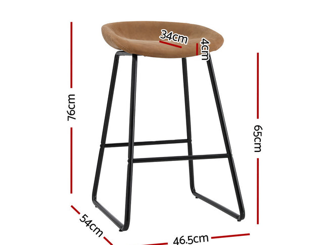 Artiss 2x Bar Stools Kitchen Dining Chairs Counter Stool PU Leather Metal Brown