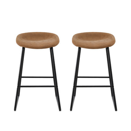 Artiss 2x Bar Stools Kitchen Dining Chairs Counter Stool PU Leather Metal Brown