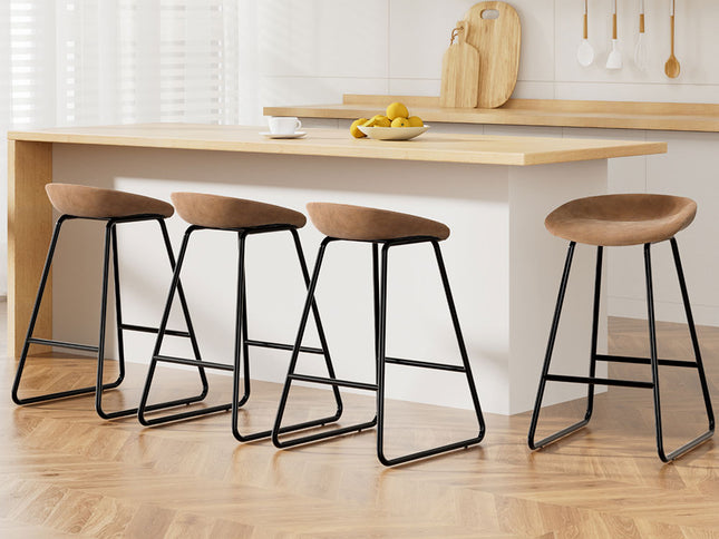 Artiss 4x Bar Stools Kitchen Dining Chairs Counter Stool PU Leather Metal Brown