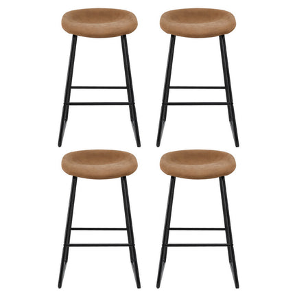 Artiss 4x Bar Stools Kitchen Dining Chairs Counter Stool PU Leather Metal Brown