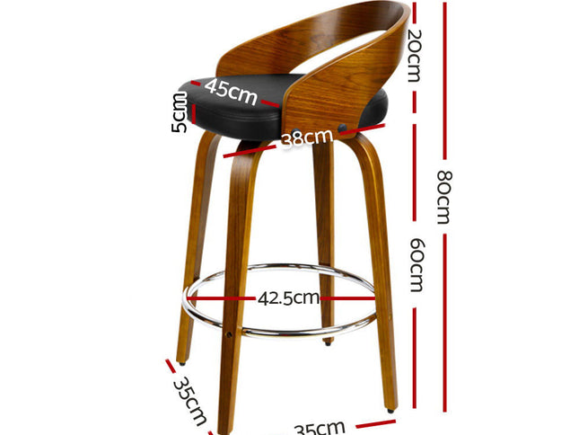 Artiss 2x Bar Stools Swivel Seat Curving Backrest