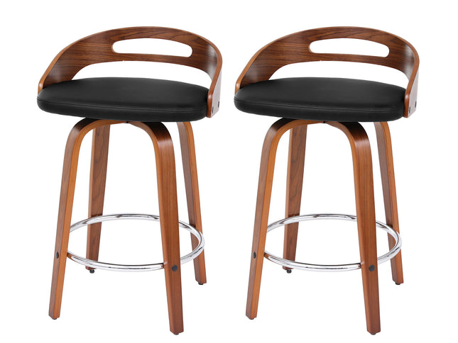 Artiss 2x Bar Stools Swivel Dining Chairs Low Back Counter Seat PU Cushion