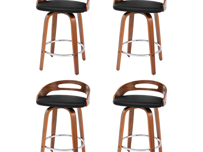 Artiss 4x Bar Stools Swivel Dining Chairs Low Back Counter Seat PU Cushion