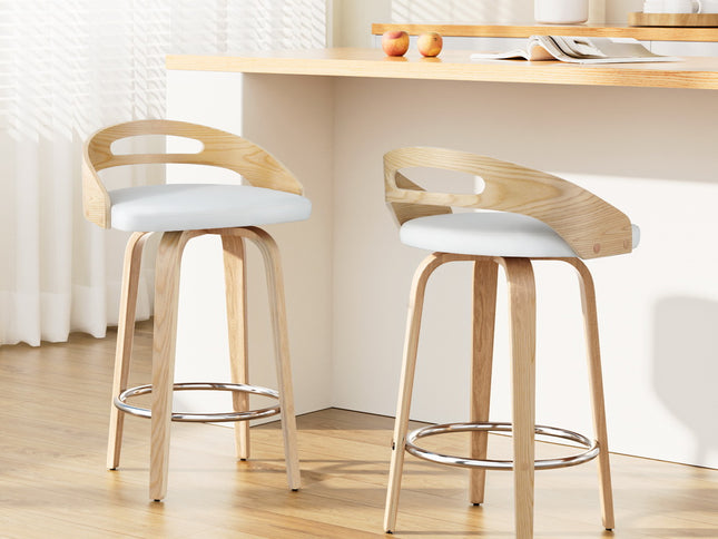 Artiss 2x Bar Stools Swivel Dining Chairs Low Back Counter Seat PU Cushion