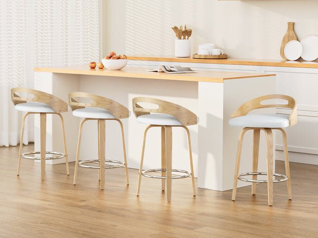 Artiss 4x Bar Stools Swivel Dining Chairs Low Back Counter Seat PU Cushion