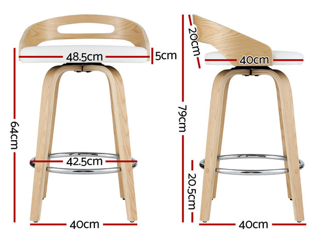 Artiss 4x Bar Stools Swivel Dining Chairs Low Back Counter Seat PU Cushion
