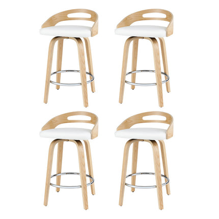 Artiss 4x Bar Stools Swivel Dining Chairs Low Back Counter Seat PU Cushion