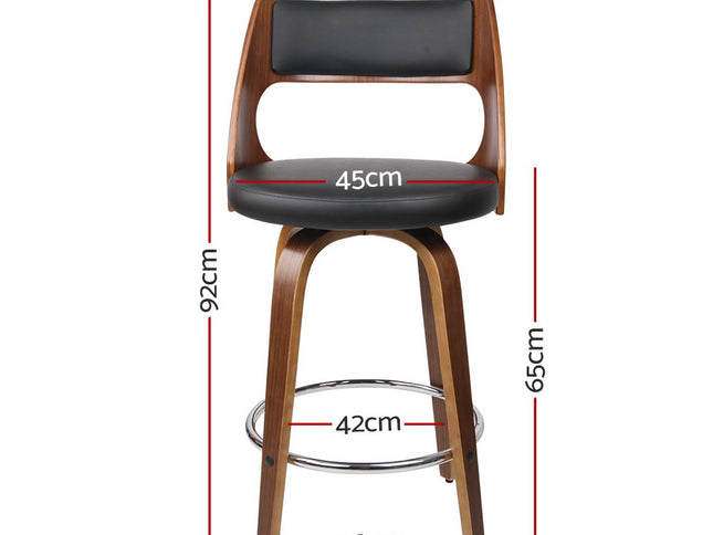 Artiss 2x Bar Stools Swivel Leather Chair 65cm