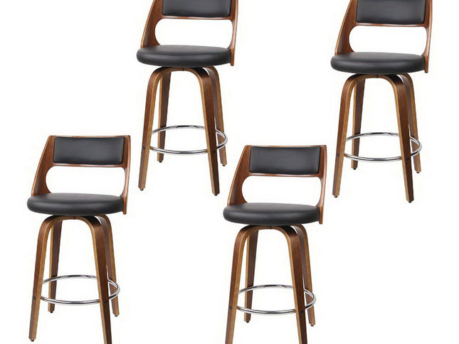 Artiss 4x Bar Stools Swivel Leather Chair 65cm