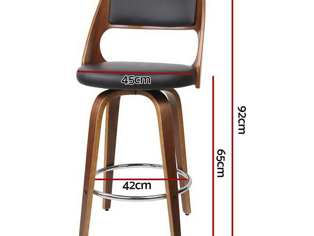 Artiss 4x Bar Stools Swivel Leather Chair 65cm