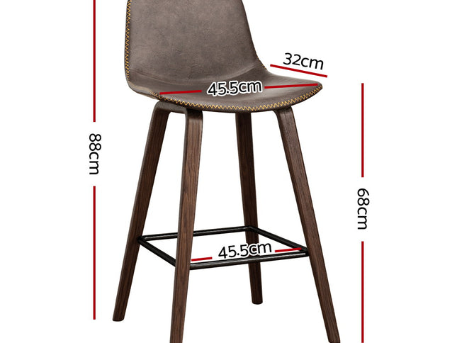 Artiss Bar Stools Kitchen Counter Barstools Leather Wooden Chairs x2