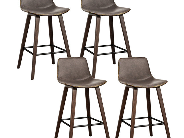 Artiss 4x Bar Stools Vintage Leather Wooden