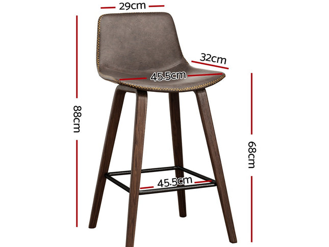 Artiss 4x Bar Stools Vintage Leather Wooden