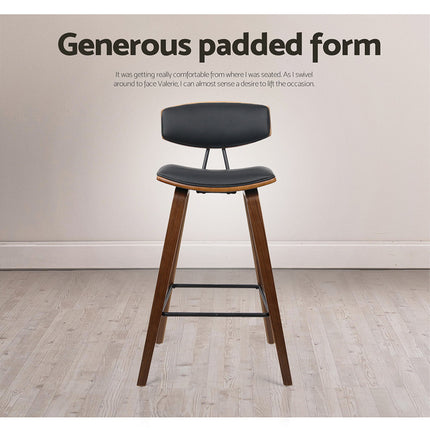 Artiss 2x Bar Stools Leather Padded w/Backrest