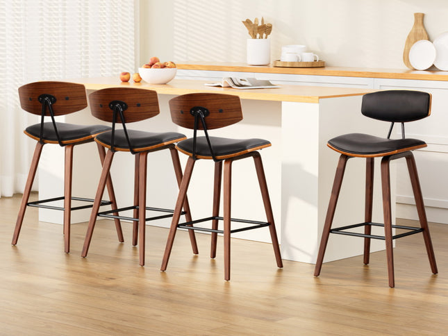 Artiss 4x Bar Stools Leather Padded w/Backrest