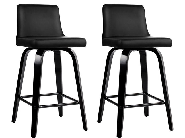 Artiss Bar Stools Kitchen Leather Barstools Swivel Wooden Chairs X2