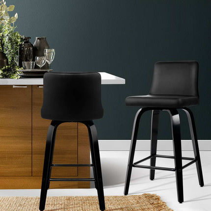 Artiss Bar Stools Kitchen Leather Barstools Swivel Wooden Chairs X2