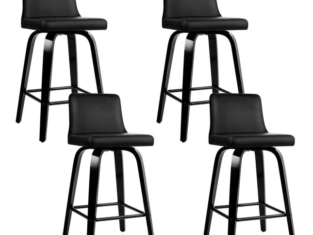Artiss Bar Stools Kitchen Leather Barstools Swivel Wooden Chairs X4