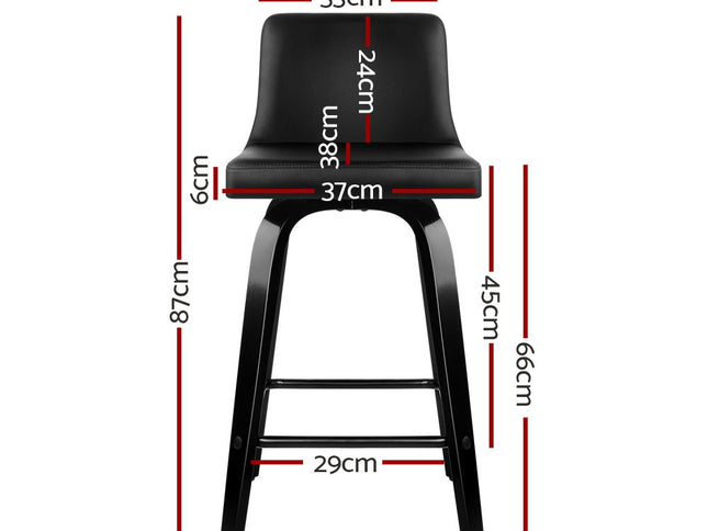 Artiss Bar Stools Kitchen Leather Barstools Swivel Wooden Chairs X4