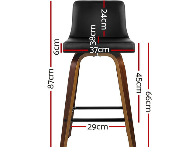 Artiss 2x Bar Stools Swivel Leather Padded Wooden