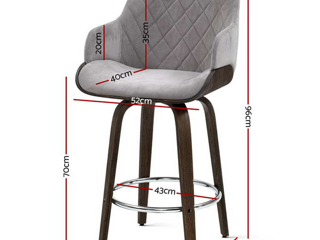 Artiss 2x Bar Stools Swivel Velvet Padded Wooden