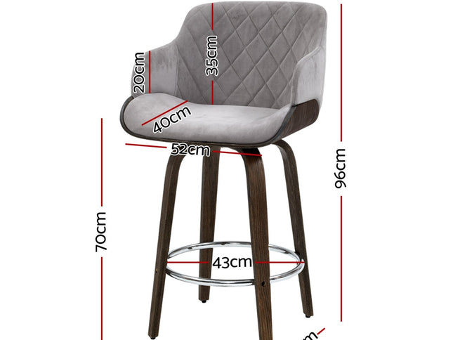 Artiss 4x Bar Stools Swivel Velvet Padded Wooden