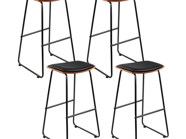 Artiss 4x Bar Stools Leather Padded Metal