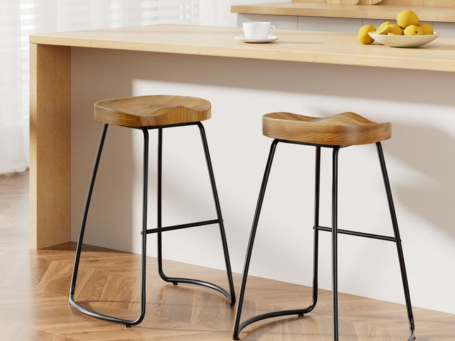 Artiss 2x Bar Stools Tractor Seat 65cm Wooden