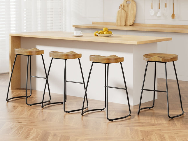 Artiss 4x Bar Stools Tractor Seat 65cm Wooden