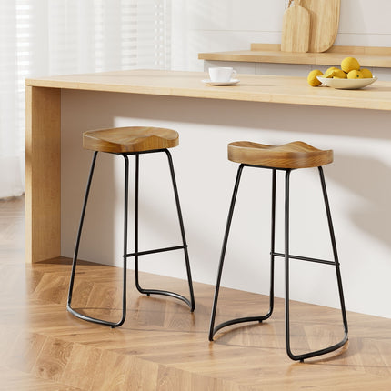 Artiss 2x Bar Stools Tractor Seat 75cm Wooden