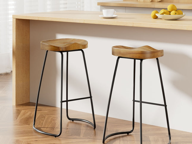 Artiss 2x Bar Stools Tractor Seat 75cm Wooden