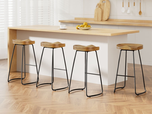 Artiss 4x Bar Stools Tractor Seat 75cm Wooden