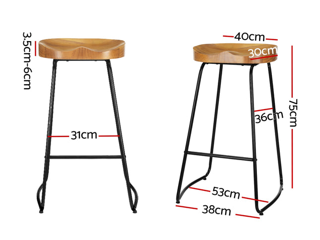 Artiss 4x Bar Stools Tractor Seat 75cm Wooden