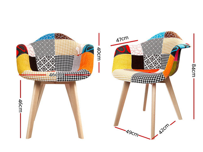 Artiss Dining Chairs Set of 2 Fabric Retro Replica DSW